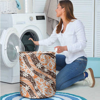 Puatou Tahiti Tiare Monstera Laundry Basket Polynesian Pattern Curve Style LT01 - Polynesian Pride