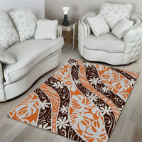 Puatou Tahiti Tiare Monstera Area Rug Polynesian Pattern Curve Style - Polynesian Pride
