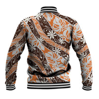 Puatou Tahiti Tiare Monstera Baseball Jacket Polynesian Pattern Curve Style LT01 - Polynesian Pride