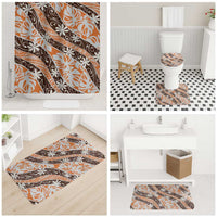 Puatou Tahiti Tiare Monstera Bathroom Set Polynesian Pattern Curve Style - Polynesian Pride