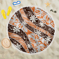 Puatou Tahiti Tiare Monstera Beach Blanket Polynesian Pattern Curve Style LT01 One Size 150cm Orange - Polynesian Pride