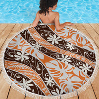 Puatou Tahiti Tiare Monstera Beach Blanket Polynesian Pattern Curve Style LT01 - Polynesian Pride