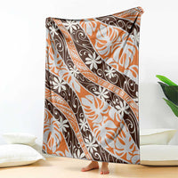 Puatou Tahiti Tiare Monstera Blanket Polynesian Pattern Curve Style - Polynesian Pride