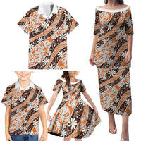 Puatou Tahiti Tiare Monstera Family Matching Puletasi and Hawaiian Shirt Polynesian Pattern Curve Style LT01 - Polynesian Pride