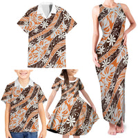 Puatou Tahiti Tiare Monstera Family Matching Tank Maxi Dress and Hawaiian Shirt Polynesian Pattern Curve Style - Polynesian Pride