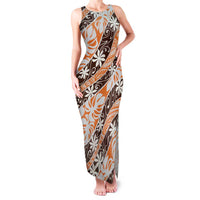 Puatou Tahiti Tiare Monstera Family Matching Tank Maxi Dress and Hawaiian Shirt Polynesian Pattern Curve Style - Polynesian Pride