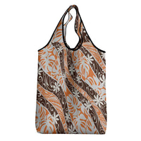 Puatou Tahiti Tiare Monstera Grocery Bag Polynesian Pattern Curve Style - Polynesian Pride