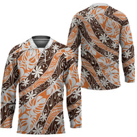 Puatou Tahiti Tiare Monstera Hockey Jersey Polynesian Pattern Curve Style - Polynesian Pride