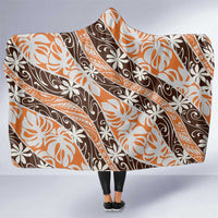 Puatou Tahiti Tiare Monstera Hooded Blanket Polynesian Pattern Curve Style - Polynesian Pride