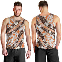 Puatou Tahiti Tiare Monstera Men Tank Top Polynesian Pattern Curve Style - Polynesian Pride
