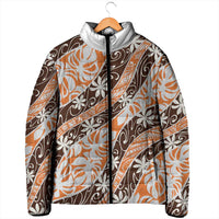 Puatou Tahiti Tiare Monstera Padded Jacket Polynesian Pattern Curve Style LT01 - Polynesian Pride