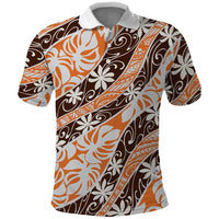 Puatou Tahiti Tiare Monstera Polo Shirt Polynesian Pattern Curve Style - Polynesian Pride