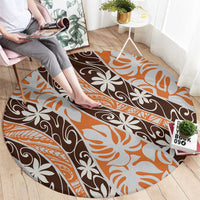 Puatou Tahiti Tiare Monstera Round Carpet Polynesian Pattern Curve Style LT01 - Polynesian Pride