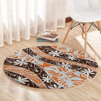 Puatou Tahiti Tiare Monstera Round Carpet Polynesian Pattern Curve Style LT01 - Polynesian Pride
