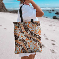 Puatou Tahiti Tiare Monstera Tote Bag Polynesian Pattern Curve Style - Polynesian Pride