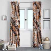 Puatou Tahiti Tiare Monstera Window Curtain Polynesian Pattern Curve Style - Polynesian Pride