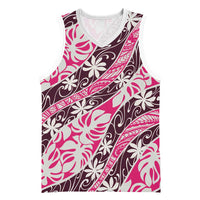 Tarona Tahiti Tiare Monstera Basketball Jersey Polynesian Pattern Curve Style - Polynesian Pride