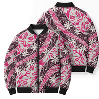 Tarona Tahiti Tiare Monstera Bomber Puffer Jacket Polynesian Pattern Curve Style LT01 - Polynesian Pride