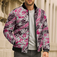 Tarona Tahiti Tiare Monstera Bomber Puffer Jacket Polynesian Pattern Curve Style LT01 - Polynesian Pride