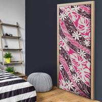 Tarona Tahiti Tiare Monstera Door Cover Polynesian Pattern Curve Style - Polynesian Pride