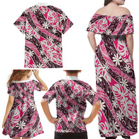 Tarona Tahiti Tiare Monstera Family Matching Off Shoulder Maxi Dress and Hawaiian Shirt Polynesian Pattern Curve Style LT01 - Polynesian Pride