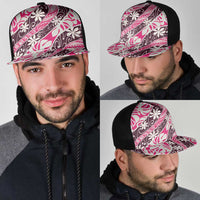 Tarona Tahiti Tiare Monstera Mesh Trucker Cap Polynesian Pattern Curve Style - Polynesian Pride