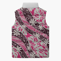 Tarona Tahiti Tiare Monstera Sleeveless Puffer Jacket Polynesian Pattern Curve Style LT01 - Polynesian Pride