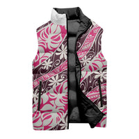 Tarona Tahiti Tiare Monstera Sleeveless Puffer Jacket Polynesian Pattern Curve Style LT01 - Polynesian Pride