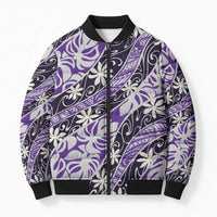 Vareau Tahiti Tiare Monstera Bomber Puffer Jacket Polynesian Pattern Curve Style LT01 Unisex Purple - Polynesian Pride