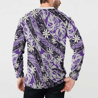 Vareau Tahiti Tiare Monstera Button Sweatshirt Polynesian Pattern Curve Style LT01 - Polynesian Pride