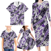 Vareau Tahiti Tiare Monstera Family Matching Long Sleeve Bodycon Dress and Hawaiian Shirt Polynesian Pattern Curve Style - Polynesian Pride