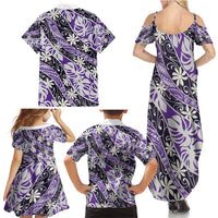 Vareau Tahiti Tiare Monstera Family Matching Summer Maxi Dress and Hawaiian Shirt Polynesian Pattern Curve Style - Polynesian Pride