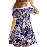 Vareau Tahiti Tiare Monstera Kid Short Sleeve Dress Polynesian Pattern Curve Style - Polynesian Pride