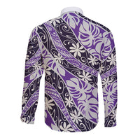 Vareau Tahiti Tiare Monstera Long Sleeve Button Shirt Polynesian Pattern Curve Style - Polynesian Pride