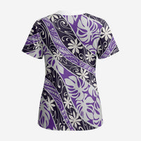 Vareau Tahiti Tiare Monstera Scrub Top Polynesian Pattern Curve Style LT01 - Polynesian Pride