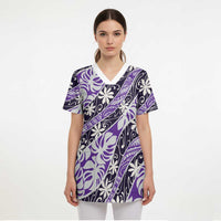 Vareau Tahiti Tiare Monstera Scrub Top Polynesian Pattern Curve Style LT01 - Polynesian Pride