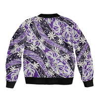 Vareau Tahiti Tiare Monstera Sleeve Zip Bomber Jacket Polynesian Pattern Curve Style LT01 - Polynesian Pride