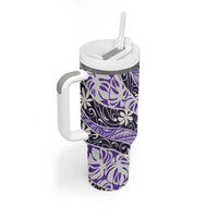 Vareau Tahiti Tiare Monstera Tumbler With Handle Polynesian Pattern Curve Style - Polynesian Pride