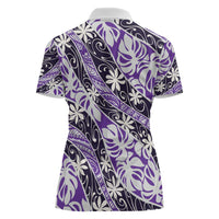 Vareau Tahiti Tiare Monstera Women Polo Shirt Polynesian Pattern Curve Style - Polynesian Pride