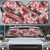 Uteute Tahiti Tiare Monstera Auto Sun Shade Polynesian Pattern Curve Style - Polynesian Pride
