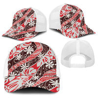 Uteute Tahiti Tiare Monstera Baseball Net Cap Polynesian Pattern Curve Style LT01 - Polynesian Pride
