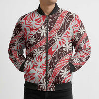 Uteute Tahiti Tiare Monstera Bomber Puffer Jacket Polynesian Pattern Curve Style LT01 - Polynesian Pride
