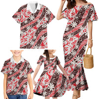 Uteute Tahiti Tiare Monstera Family Matching Mermaid Dress and Hawaiian Shirt Polynesian Pattern Curve Style - Polynesian Pride