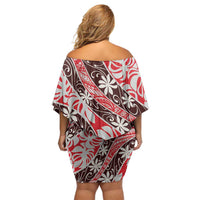 Uteute Tahiti Tiare Monstera Family Matching Off Shoulder Short Dress and Hawaiian Shirt Polynesian Pattern Curve Style - Polynesian Pride