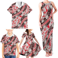 Uteute Tahiti Tiare Monstera Family Matching Tank Maxi Dress and Hawaiian Shirt Polynesian Pattern Curve Style - Polynesian Pride