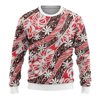 Uteute Tahiti Tiare Monstera Ugly Christmas Sweater Polynesian Pattern Curve Style - Polynesian Pride
