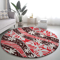 Uteute Tahiti Tiare Monstera Round Carpet Polynesian Pattern Curve Style LT01 - Polynesian Pride
