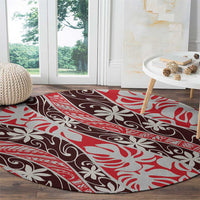 Uteute Tahiti Tiare Monstera Round Carpet Polynesian Pattern Curve Style LT01 - Polynesian Pride