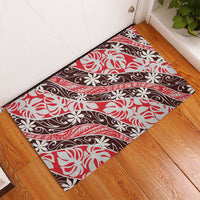 Uteute Tahiti Tiare Monstera Rubber Doormat Polynesian Pattern Curve Style LT01 - Polynesian Pride