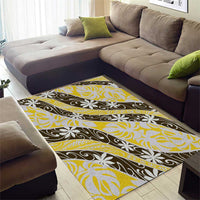 Rearea Tahiti Tiare Monstera Area Rug Polynesian Pattern Curve Style - Polynesian Pride